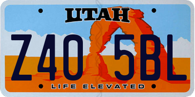 UT license plate Z405BL