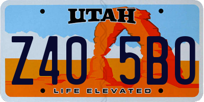 UT license plate Z405BO