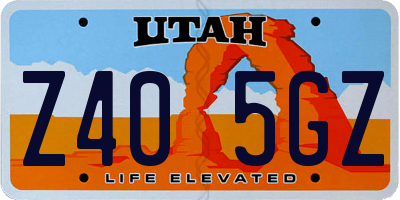 UT license plate Z405GZ