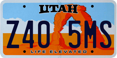 UT license plate Z405MS