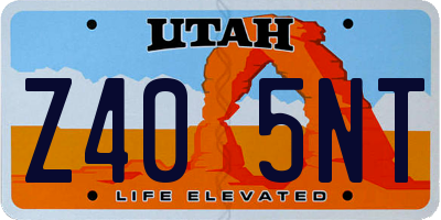 UT license plate Z405NT