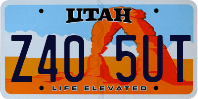 UT license plate Z405UT