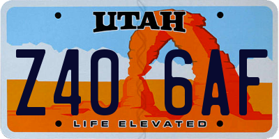 UT license plate Z406AF