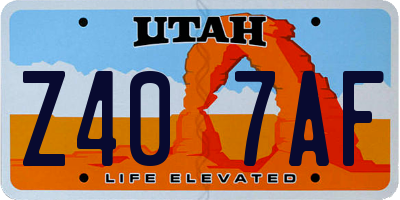 UT license plate Z407AF