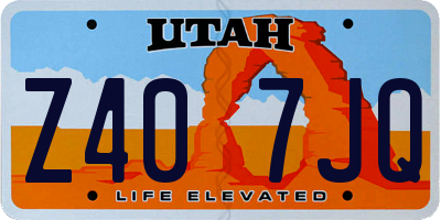 UT license plate Z407JQ