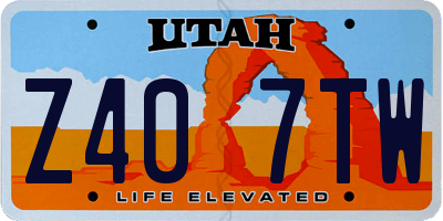 UT license plate Z407TW