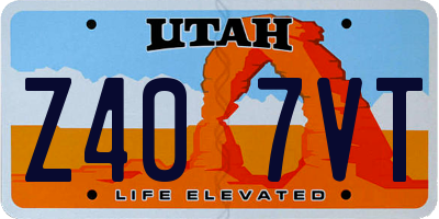 UT license plate Z407VT