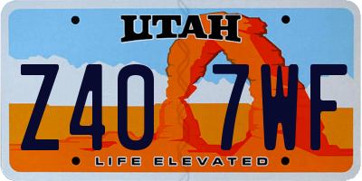 UT license plate Z407WF