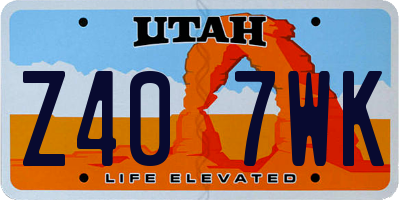 UT license plate Z407WK