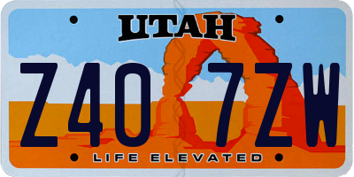 UT license plate Z407ZW