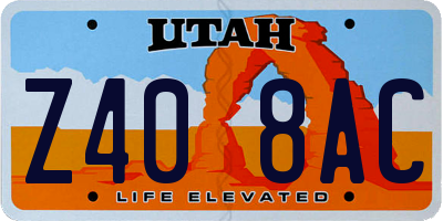 UT license plate Z408AC
