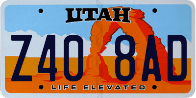 UT license plate Z408AD