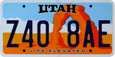 UT license plate Z408AE