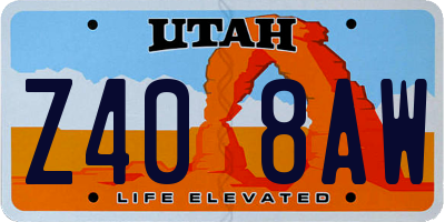 UT license plate Z408AW