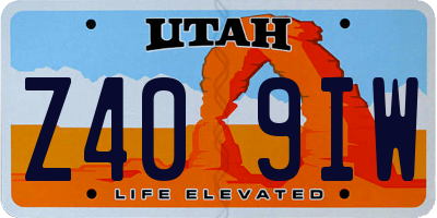 UT license plate Z409IW