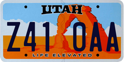 UT license plate Z410AA
