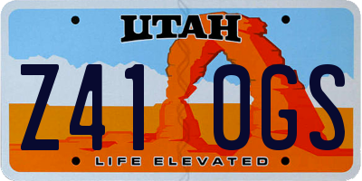 UT license plate Z410GS