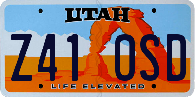 UT license plate Z410SD