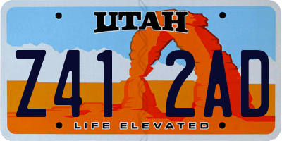 UT license plate Z412AD