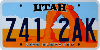 UT license plate Z412AK