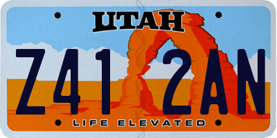 UT license plate Z412AN