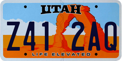 UT license plate Z412AQ