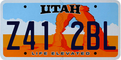 UT license plate Z412BL