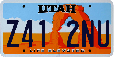 UT license plate Z412NU