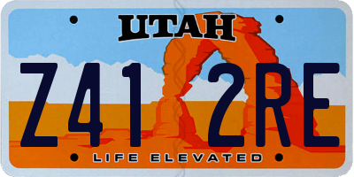 UT license plate Z412RE