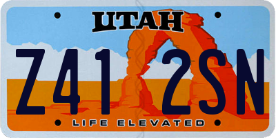 UT license plate Z412SN