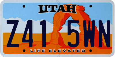 UT license plate Z415WN