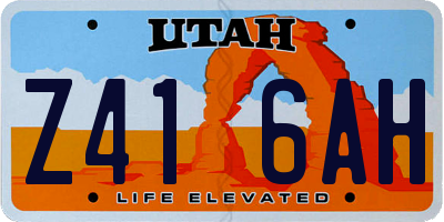 UT license plate Z416AH