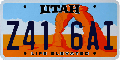 UT license plate Z416AI
