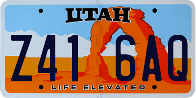 UT license plate Z416AQ