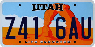 UT license plate Z416AU