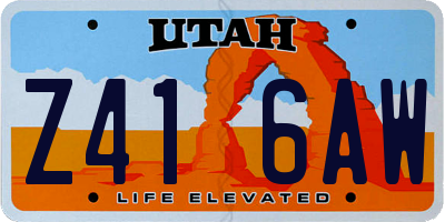 UT license plate Z416AW