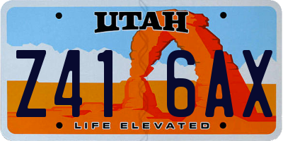 UT license plate Z416AX
