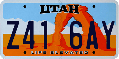 UT license plate Z416AY