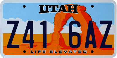 UT license plate Z416AZ