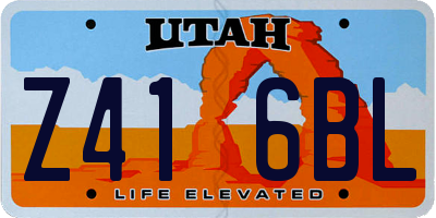 UT license plate Z416BL
