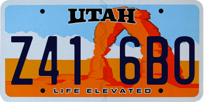 UT license plate Z416BO
