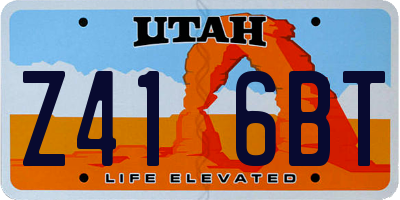 UT license plate Z416BT