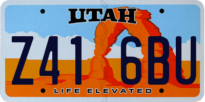 UT license plate Z416BU