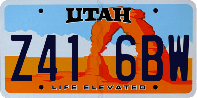 UT license plate Z416BW