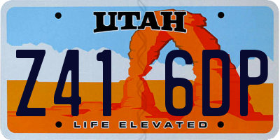 UT license plate Z416DP