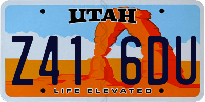 UT license plate Z416DU