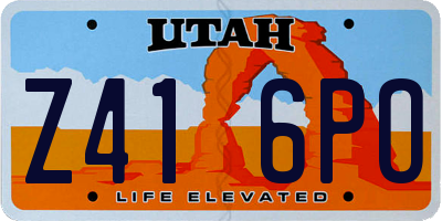 UT license plate Z416PO