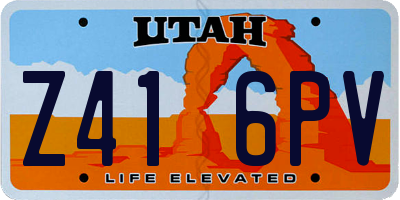 UT license plate Z416PV