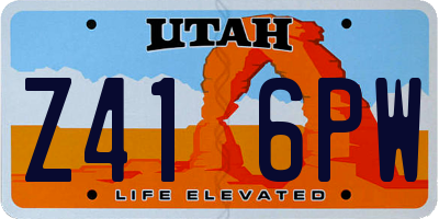 UT license plate Z416PW