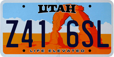 UT license plate Z416SL